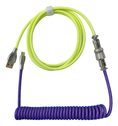 J Cable Usb-c Tipo Aviador Para Teclado Mecánico En Espiral