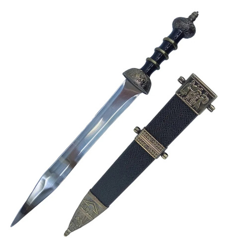 Adaga Medieval Romana Gladius Em Metal Sem Corte 46cm Cor Preto