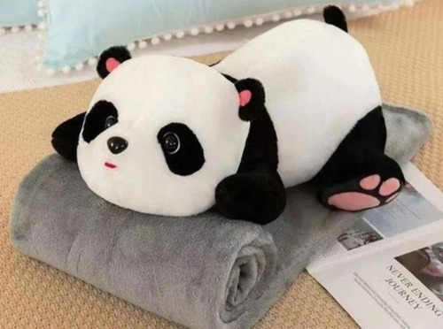 Peluches Con Manta Suaveregalo Ideal40a50cm+manta 1,55x1m Panda Hechado