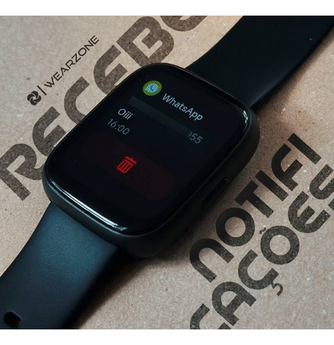 Relógio Smartwatch Pulse Alexa Prova D'água Recebe Ligações Preto Silicone Preto Preto
