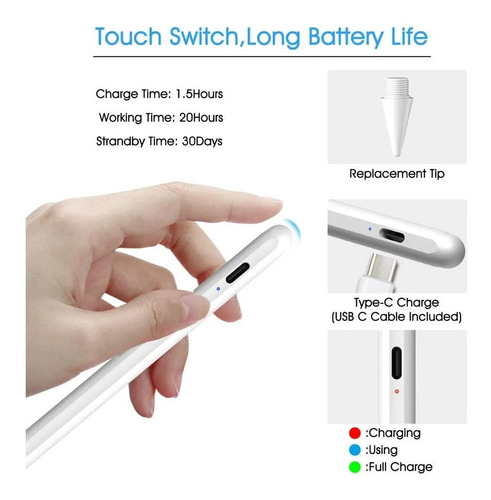Caneta Stylus Com Palm Rejection Sensor De Pressão Para iPad