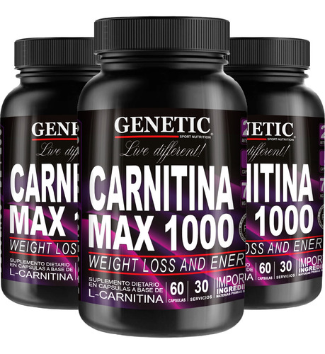 Carnitina Max 1000 Genetic Súper Quemagrasa Abdominal Dieta