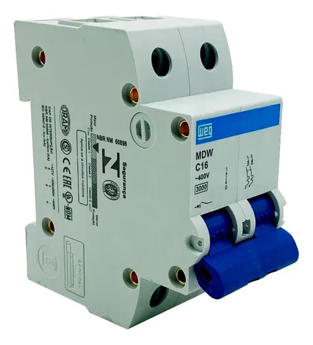 comprar Mini Disjuntor Bipolar Mdw-c16-2 16a Curva C 5ka Weg