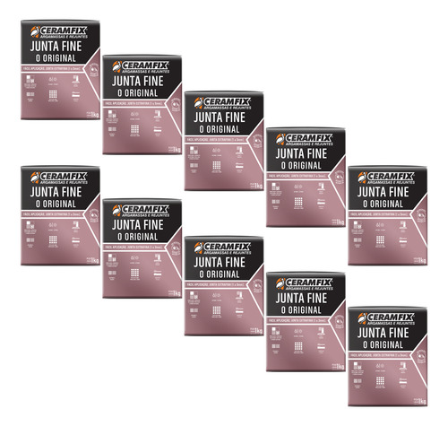 Rejunte Junta Fine Original Ceramfix - Kit 10 Unidades Cores
