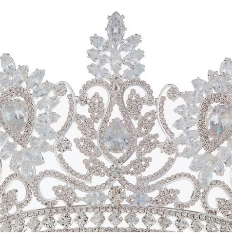 Tocado De Zirconia Cubica Corona De Novia,xv Años O Tv Royal