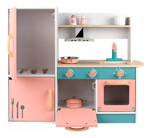 Cocinita De Madera Juguete Para Niña O Niño Alta Calidad Color Gris