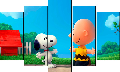 Cuadro 5 Piezas Snoopy Y Charlie Brown Amigos Textura