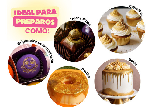 Pó Comestivel 50g Ouro E Perola Confeitaria Mago Doces Bolo