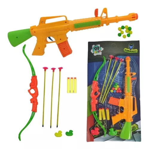 Kit 2 Arminha de Brinquedo do Tipo Nerf Militar com Acessórios em