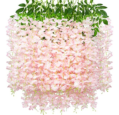 12 Pack Artificial Wisteria Hanging Flowers, Fake Silk ...