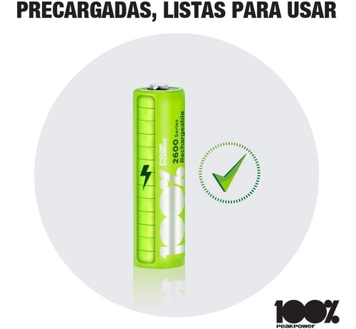 Baterias Pilas Aa Peakpower 2300mah Recargables