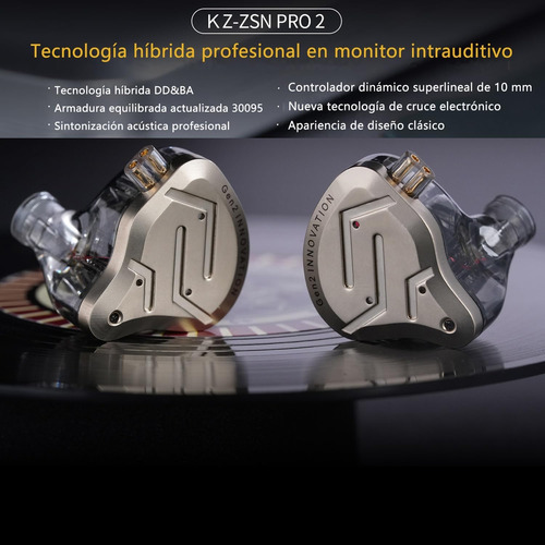 Audífonos Kz Zsn Pro 2 Intrauditivos Silver