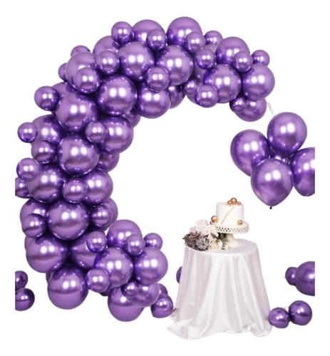 Arco De Globos Morado Cromado 65 Unidades