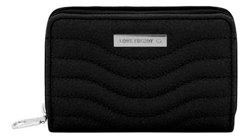 Billetera Minimalista Trendy Para Tarjetas Y Monedas Color Negro Diseño De La Tela Liso