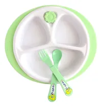 Comprar Plato Térmico Involcable Para Bebé Con Cubiertos Dispita