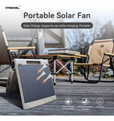 Ventilador Solar Portátil Recargable 10000 Mah Carga Solar 4