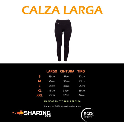 Calza Larga Deportiva Mujer Tiro Alto Bodytherm Reforzada