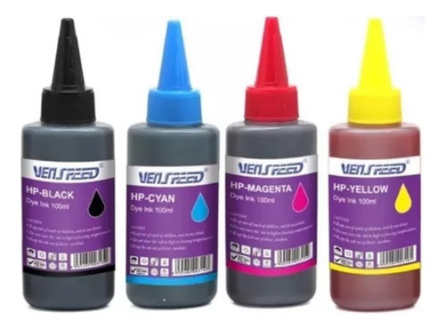 Combo Tinta Dye Refil Recarga Para Hp Epson 100 Ml 4 Colores