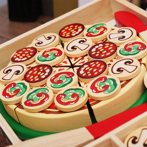 K Juguete De Pizza De Madera De Imitación Para Niños, Juego