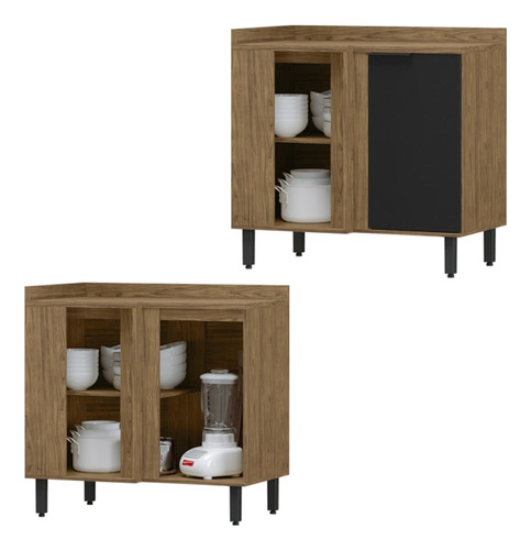 Balcao De Canto Reto Mdf 98 Cm Tosc Bt004 Freijo Nero Mxm