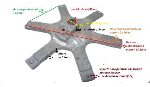 Suporte Compatível Electrolux Lf75 80 E 6 Parafusos 4 Molas