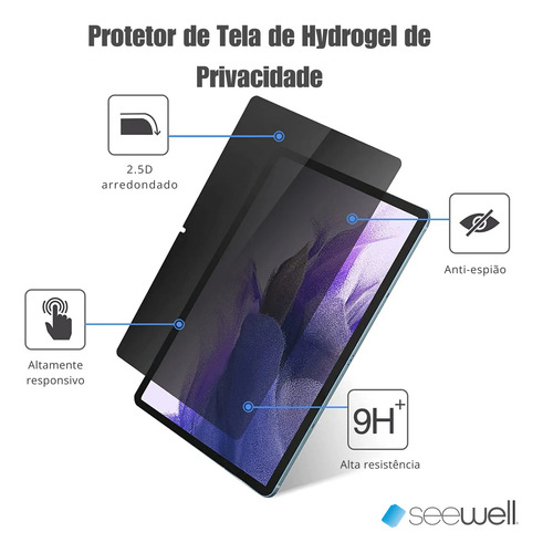 Película Privacidade Hydrogel Para Galaxy Tab S9 Fe Tel 10.9