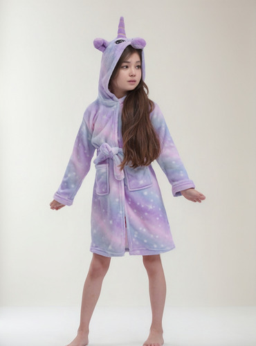 Albornoz Con Capucha De Algodón Unicornio Para Niño