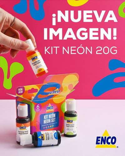 Colorante Neón En Gel Enco Comestible Kit 6 Colores