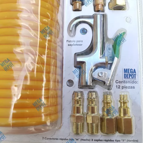 Kit Manguera Compresor Aire Acoples 12 Piezas - La Cobacha