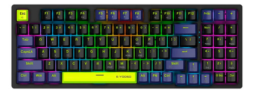 Teclado Mecánico E-yooso Z94 Negro Azul Rainbow 90%