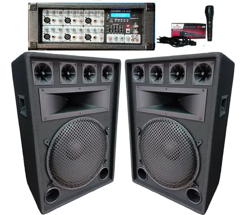 comprar Combo Bafles15 1200w 3vias Driver C\u002Fpotenciada 6ch Bluetooth