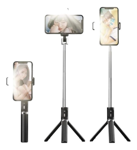 Bastão Pau Selfie Tripe 1 Luz Led Bluetooth Retrátil Celular