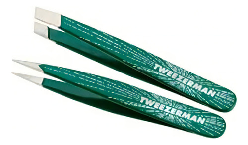 Conjunto de pinças microinclinadas Tweezerman Emerald Shimmer