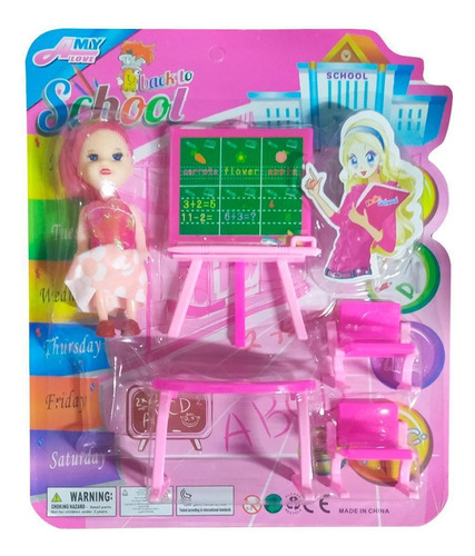 Kit Com 5 Escolinha Com Boneca Brinquedo Infantil Meninas