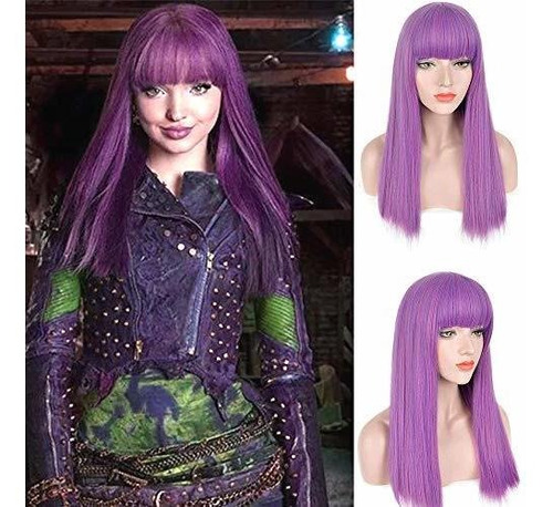 Jomico Wig Larga Cosplay Púrpura Alto Azul Sintético 5x4b3