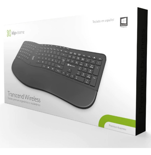 Teclado ergonômico sem fio Klip Xtreme Transcend - Teclado KBK-530s cor preto