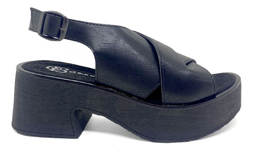 Sandalias Mujer Zapato Plataforma Tira Cruzada Taco 6 Cm 409