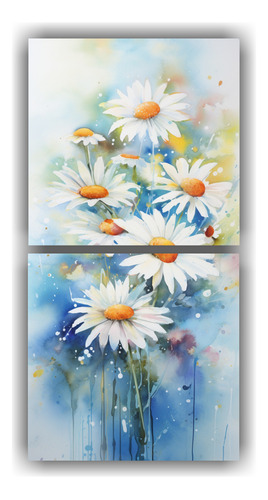 40x20cm Cuadros Vanguardia Daisies Vibrantes Bastidor Madera