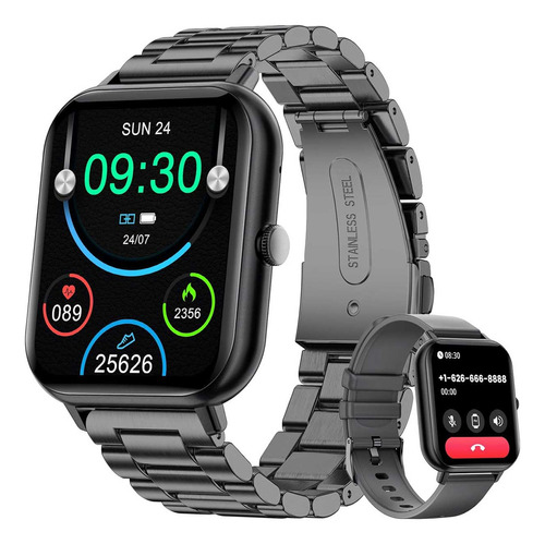 FoxBox- Reloj Inteligente Hombre Smartwatch Mujer Bluetooth Llamadas Deportivo Impermeable BW0366/BW0446 1.83 " - Sport - Stainless steel - Stainless steel - Stainless steel - Black - Black steel belt