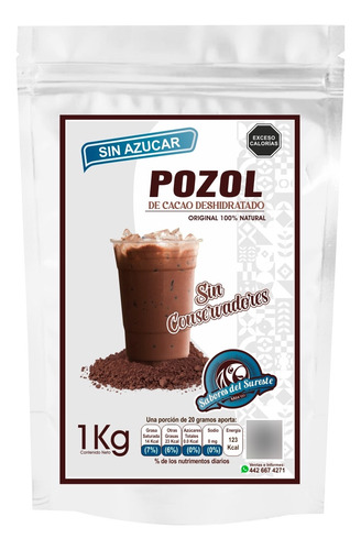 Pozol De Cacao Natural En Polvo Sin Azúcar, Artesanal