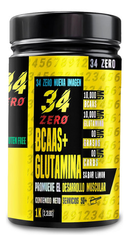 Aminoácidos Bcaas + Glutamina 34 Zero 1kg Sabor Limón