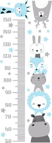 Imagen 4 de 6 de Vinilo Decorativo Medidor Infantil Animalitos Nordico