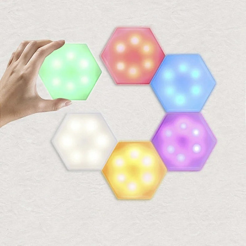 Luminária Quântica Hexagonal Led Rgb Ida Controle Remoto