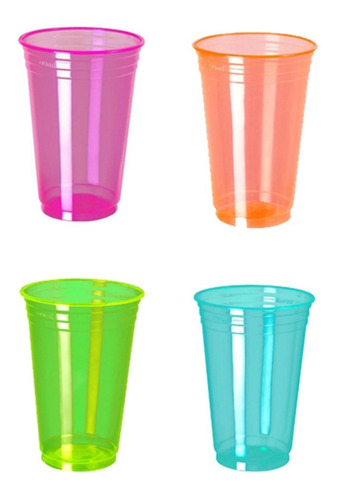 Vasos De Plástico Fluo Neón (pack X 25)