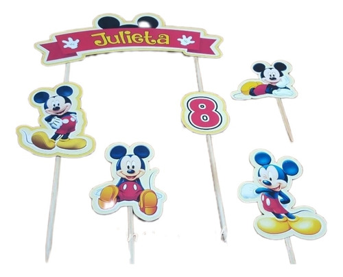 Cake Topper Personalizado Mickey Mouse O Personaje Favorito.