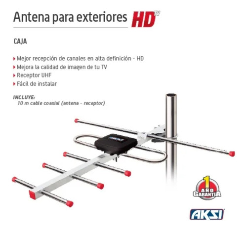 Antena Para Exteriores 8 Elementos Tipo 2 Aerea C/cable 10m