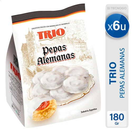 Galletitas Pepas Trio Alemanas Dulces Mejor Precio - Pack X6