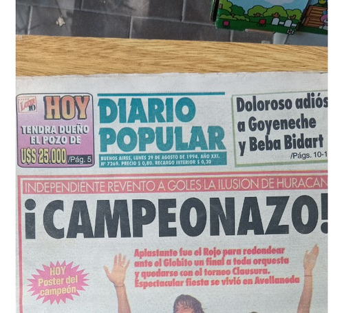 Diario Popular Y Suplemento Independiente Campeon Clausur 94