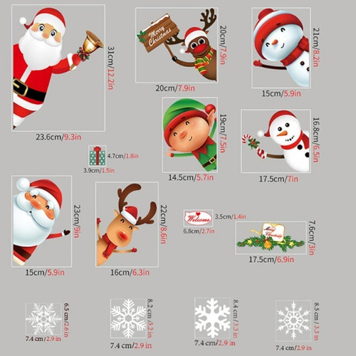 6 Hojas De Pegatinas Navideñas Para Ventanas, Decoración