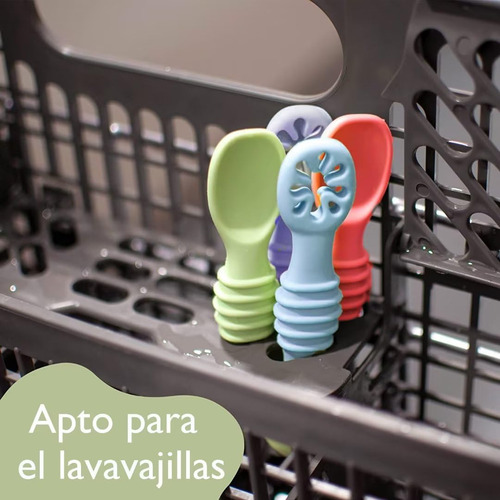 Juego De 6 Cucharas Masticables De Silicona Arcoíris